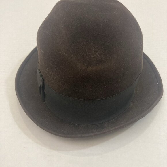 Vintage Richman Steins Fedora Hat Brown 7 3/8 Inch Velour Bow 11856 - Picture 10 of 14